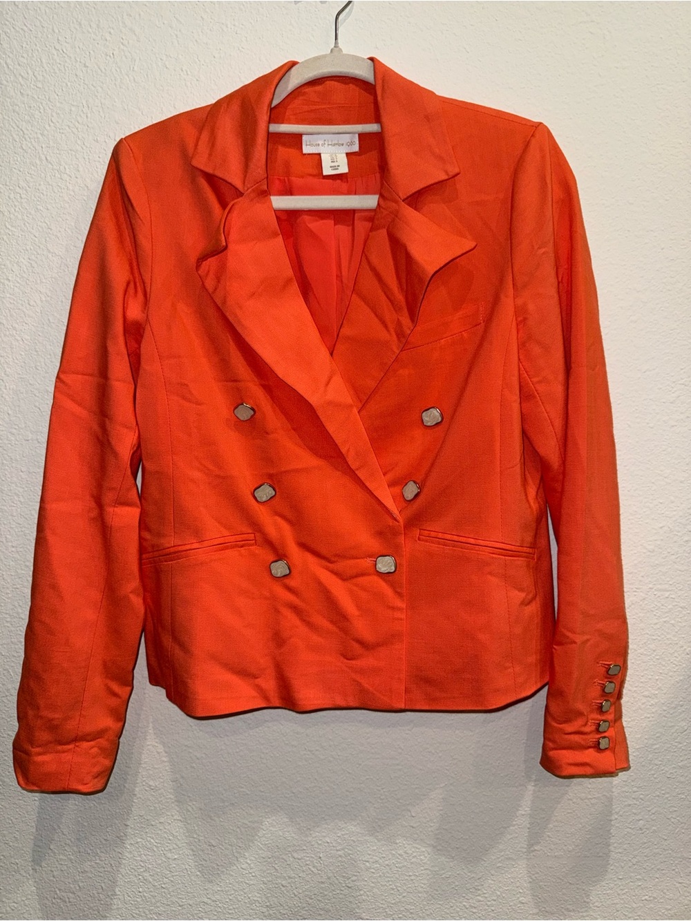 House of Harlow 1960 Bright Orange Double-Breasted Blazer